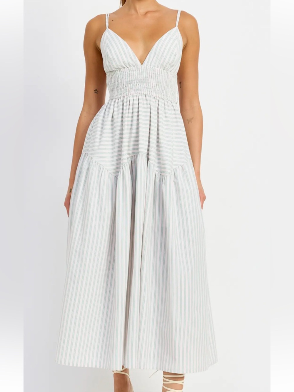 Striped Pink and Green Maxi dress
